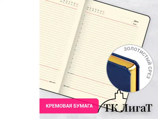 Ежедневник недатированный А5, 138х213 мм, BRAUBERG "Iguana" под кожу, 160 л., темно-синий, 125091