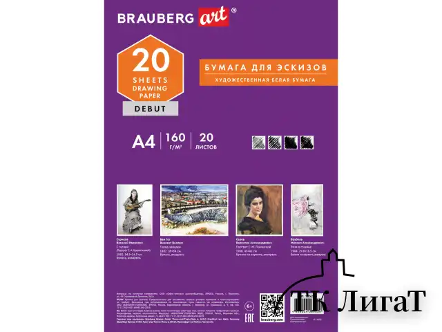 Папка для рисования А4, 20 л., 160 г/м2, BRAUBERG, 210х297 мм, "Орел", 125230