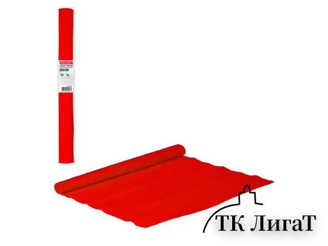 Бумага гофрированная/креповая, 32 г/м2, 50х250 см, красная, в рулоне, BRAUBERG, 126531