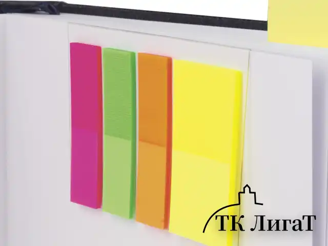 Закладки клейкие неоновые BRAUBERG, 45х12 мм 3 цвета + 45х26 мм 1 цвет, 100 штук (4 цвета x 25 листов), 126698