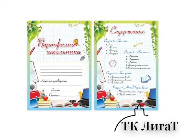 Листы-вкладыши для портфолио школьника, 14 разделов, 16 листов, "Любимая школа", BRAUBERG, 127548