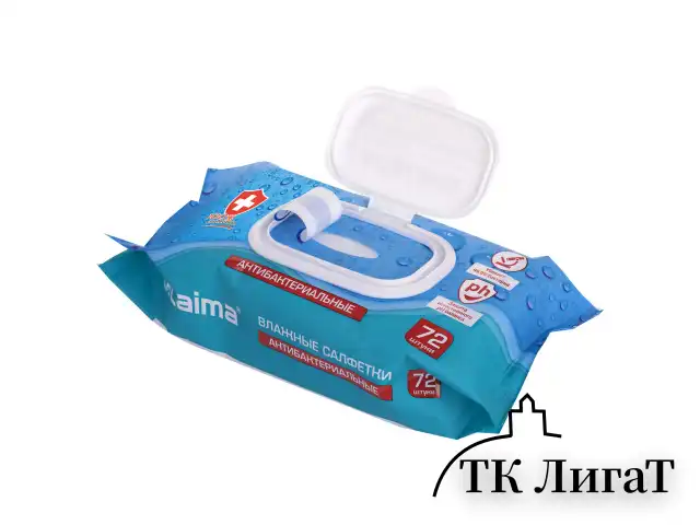 Салфетки влажные 72 шт., АНТИБАКТЕРИАЛЬНЫЕ с пластиковым клапаном, LAIMA "Antibacterial", 129997