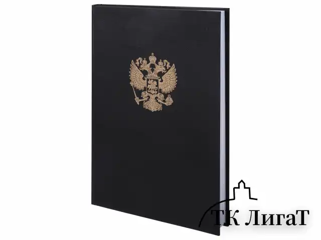 Книга учета 96 л., клетка, твердая, бумвинил, офсет, герб, А4 (200х290 мм), BRAUBERG, черная, 130275