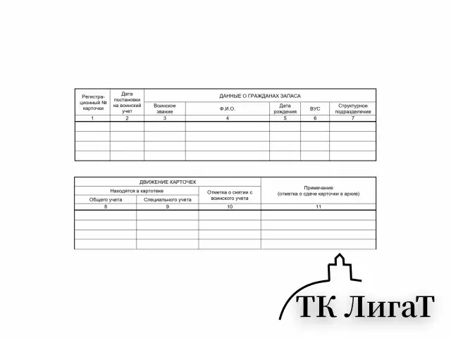 Журнал учета карточек граждан,подлежащих воинскому учету Ф.10, 32 л., сшивка/пломба/обложка ПВХ, 130285