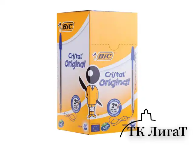 Ручка шариковая BIC "Cristal", СИНЯЯ, корпус прозрачный, узел 1 мм, линия письма 0,32 мм, 847898