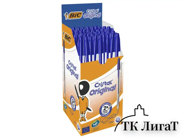 Ручка шариковая BIC "Cristal", СИНЯЯ, корпус прозрачный, узел 1 мм, линия письма 0,32 мм, 847898