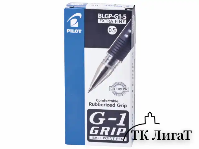 Ручка гелевая с грипом PILOT "G-1 Grip", ЧЕРНАЯ, корпус прозрачный, узел 0,5 мм, линия письма 0,3 мм, BLGP-G1-5