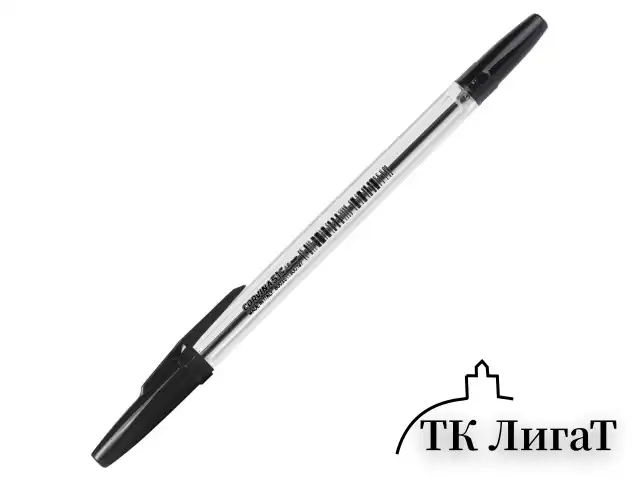 Ручка шариковая CORVINA (Италия) "51 Classic", ЧЕРНАЯ, корпус прозрачный, узел 1 мм, линия письма 0,7 мм, 40163/01