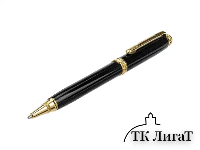 Ручка подарочная шариковая GALANT "Black", корпус черный, золотистые детали, пишущий узел 0,7 мм, синяя, 140405