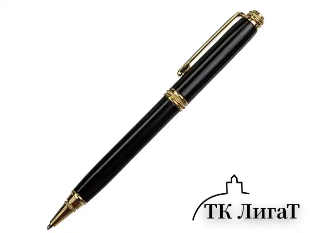 Ручка подарочная шариковая GALANT "Black", корпус черный, золотистые детали, пишущий узел 0,7 мм, синяя, 140405