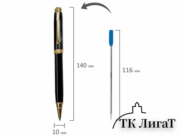 Ручка подарочная шариковая GALANT "Black", корпус черный, золотистые детали, пишущий узел 0,7 мм, синяя, 140405