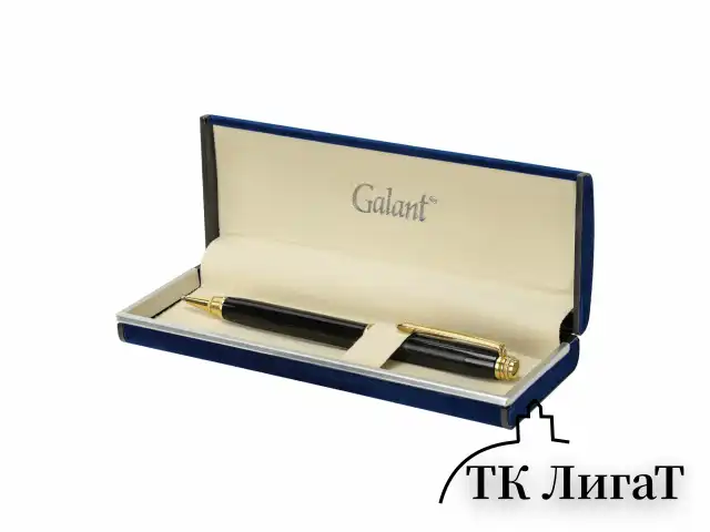 Ручка подарочная шариковая GALANT "Black", корпус черный, золотистые детали, пишущий узел 0,7 мм, синяя, 140405
