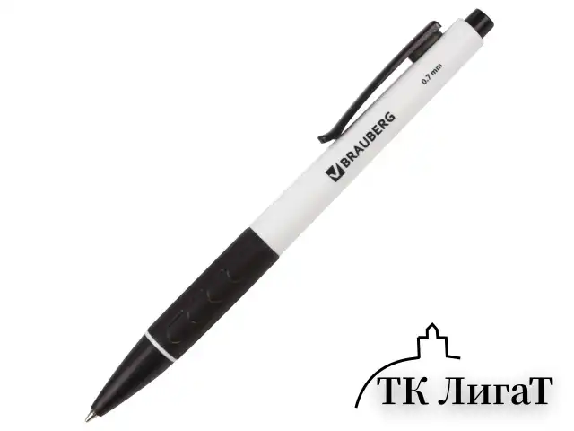 Ручка шариковая автоматическая с грипом BRAUBERG "Klasse", СИНЯЯ, корпус ассорти, узел 0,7 мм, линия письма 0,35 мм, 140588