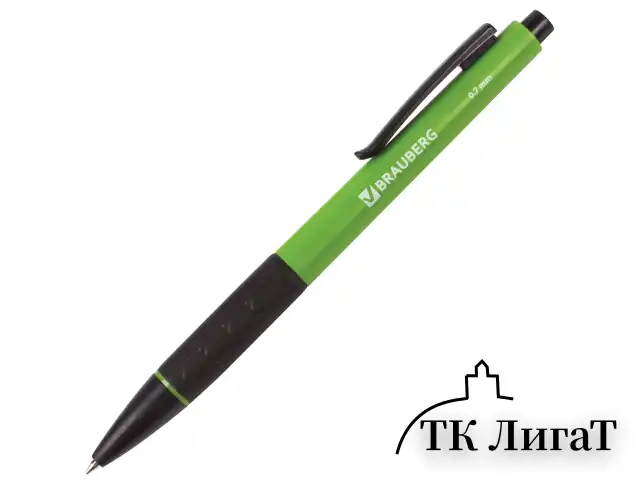 Ручка шариковая автоматическая с грипом BRAUBERG "Klasse", СИНЯЯ, корпус ассорти, узел 0,7 мм, линия письма 0,35 мм, 140588