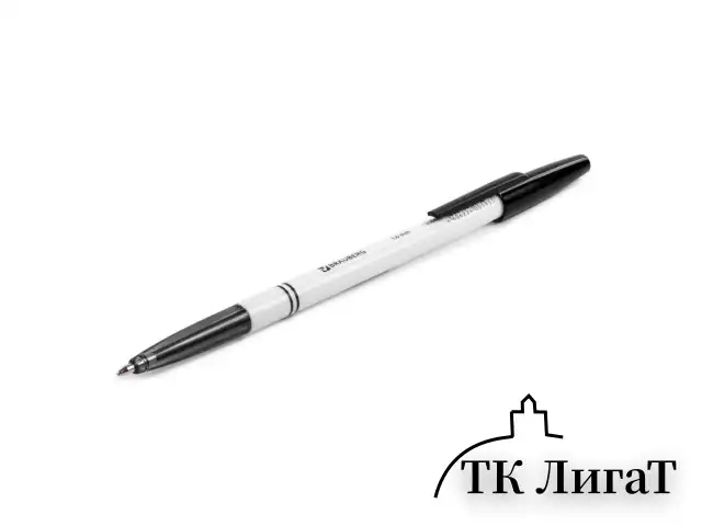 Ручка шариковая BRAUBERG "Офисная", ЧЕРНАЯ, корпус белый, узел 1 мм, линия письма 0,5 мм, 140890