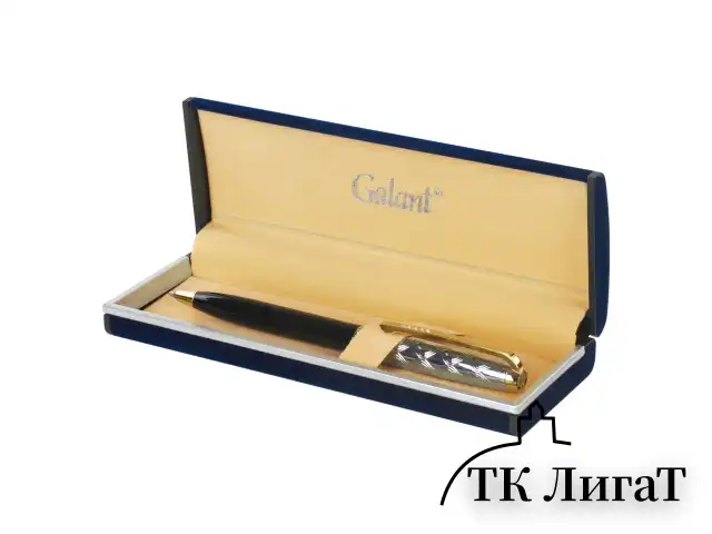 Ручка подарочная шариковая GALANT "Consul", корпус черный с серебристым, золотистые детали, пишущий узел 0,7 мм, синяя, 140963