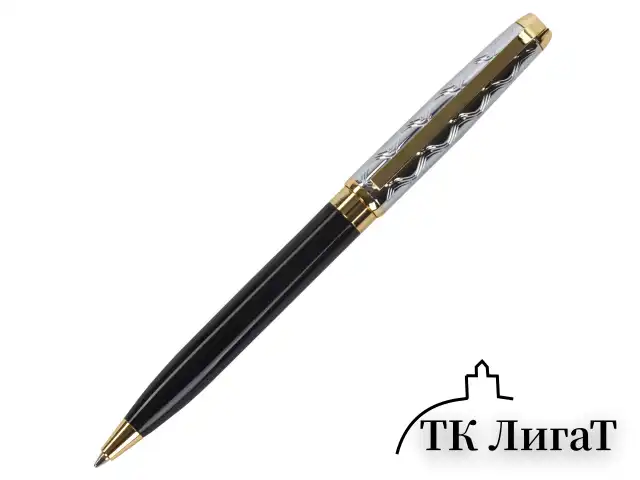 Ручка подарочная шариковая GALANT "Consul", корпус черный с серебристым, золотистые детали, пишущий узел 0,7 мм, синяя, 140963