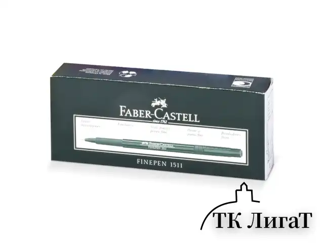 Ручка капиллярная (линер) FABER-CASTELL "Finepen 1511", ЧЕРНАЯ, корпус темно-зеленый, линия 0,4 мм, 151199