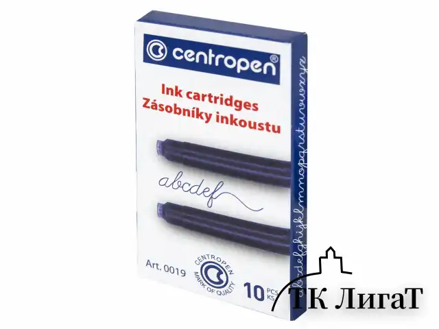 Картриджи чернильные СИНИЕ CENTROPEN, КОМПЛЕКТ 10 шт., 1 0019 1002