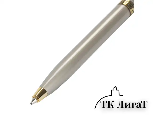 Ручка подарочная шариковая GALANT "Brigitte", тонкий корпус, серебристый, золотистые детали, пишущий узел 0,7 мм, синяя, 141009