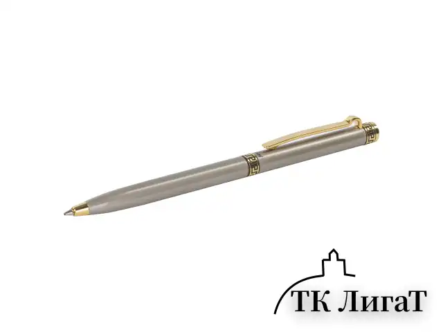 Ручка подарочная шариковая GALANT "Brigitte", тонкий корпус, серебристый, золотистые детали, пишущий узел 0,7 мм, синяя, 141009