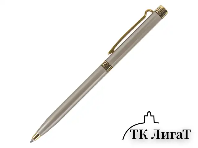 Ручка подарочная шариковая GALANT "Brigitte", тонкий корпус, серебристый, золотистые детали, пишущий узел 0,7 мм, синяя, 141009