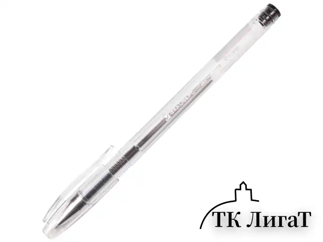 Ручка гелевая BRAUBERG "Jet", ЧЕРНАЯ, корпус прозрачный, узел 0,5 мм, линия письма 0,35 мм, 141018