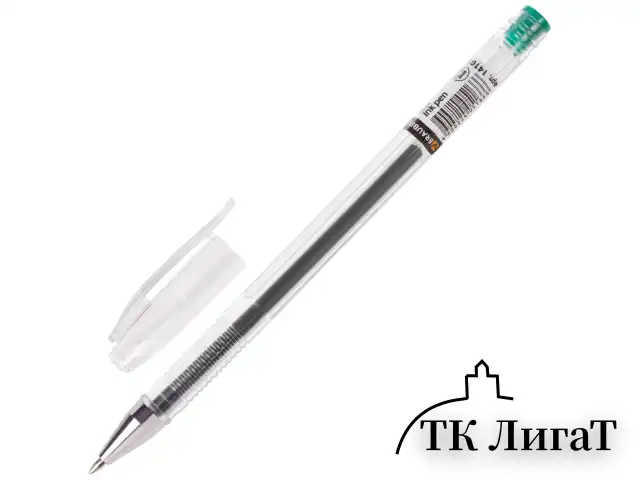 Ручка гелевая BRAUBERG "Jet", ЗЕЛЕНАЯ, корпус прозрачный, узел 0,5 мм, линия письма 0,35 мм, 141021