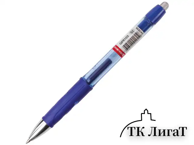 Ручка гелевая автоматическая с грипом BRAUBERG "Officer", СИНЯЯ, корпус тонированный синий, узел 0,5 мм, линия письма 0,35 мм, 141056