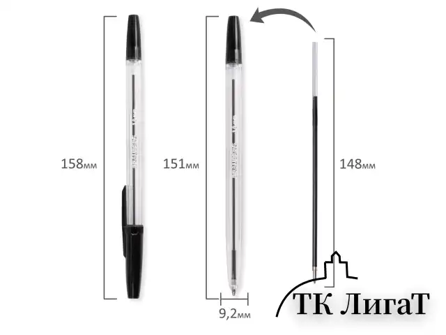 Ручка шариковая BRAUBERG "Line", ЧЕРНАЯ, корпус прозрачный, узел 1 мм, линия письма 0,5 мм, 141098