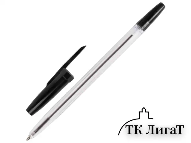 Ручка шариковая BRAUBERG "Line", ЧЕРНАЯ, корпус прозрачный, узел 1 мм, линия письма 0,5 мм, 141098