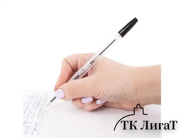 Ручка шариковая BRAUBERG "Line", ЧЕРНАЯ, корпус прозрачный, узел 1 мм, линия письма 0,5 мм, 141098