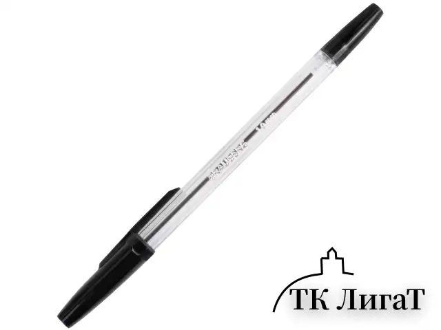 Ручка шариковая BRAUBERG "Line", ЧЕРНАЯ, корпус прозрачный, узел 1 мм, линия письма 0,5 мм, 141098