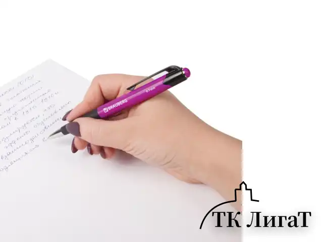Ручка шариковая автоматическая с грипом BRAUBERG "Concept", СИНЯЯ, корпус ассорти, узел 0,7 мм, линия письма 0,35 мм, 141156