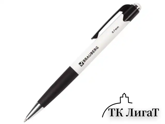 Ручка шариковая автоматическая с грипом BRAUBERG "Concept", СИНЯЯ, корпус ассорти, узел 0,7 мм, линия письма 0,35 мм, 141156
