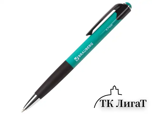 Ручка шариковая автоматическая с грипом BRAUBERG "Concept", СИНЯЯ, корпус ассорти, узел 0,7 мм, линия письма 0,35 мм, 141156