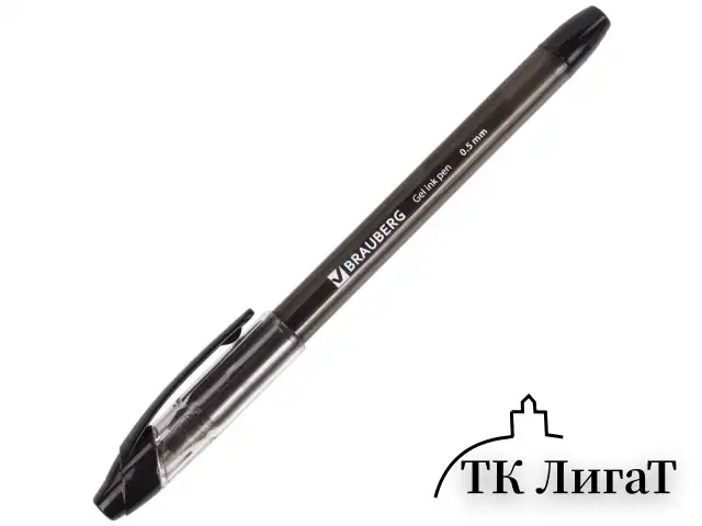 Ручка гелевая с грипом BRAUBERG "Samurai", ЧЕРНАЯ, корпус тонированный, узел 0,5 мм, линия письма 0,35 мм, 141178