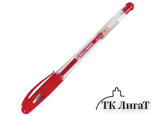 Ручка гелевая с грипом BRAUBERG "Geller", КРАСНАЯ, игольчатый узел 0,5 мм, линия письма 0,35 мм, 141181