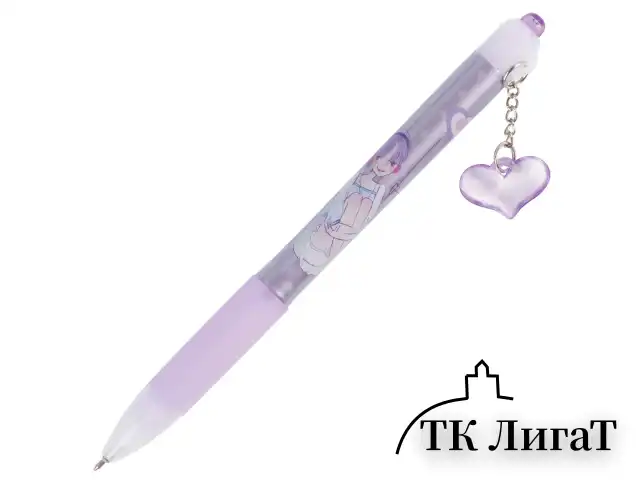 Ручка шариковая автоматическая с грипом BRAUBERG "First Love", СИНЯЯ, подвеска, корпус ассорти, узел 0,5 мм, линия письма 0,3 мм, 141285
