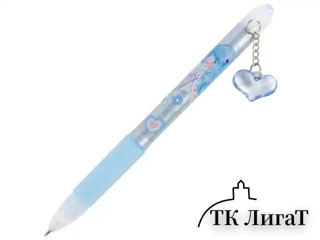 Ручка шариковая автоматическая с грипом BRAUBERG "First Love", СИНЯЯ, подвеска, корпус ассорти, узел 0,5 мм, линия письма 0,3 мм, 141285