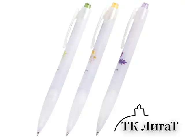Ручка шариковая автоматическая с грипом BRAUBERG "Herb Time", СИНЯЯ, корпус ассорти, узел 0,7 мм, линия письма 0,35 мм, 141286
