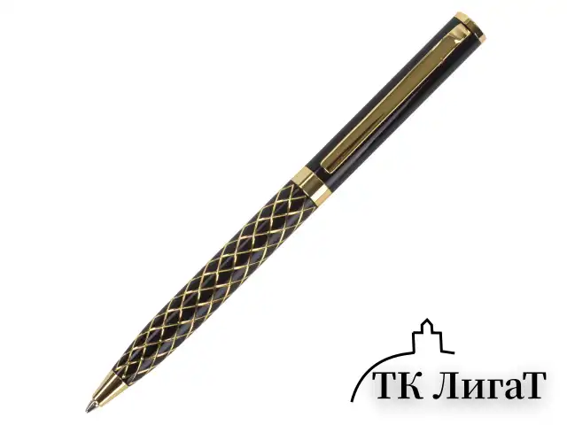 Ручка подарочная шариковая GALANT "Klondike", корпус черный с золотистым, золотистые детали, пишущий узел 0,7 мм, синяя, 141357