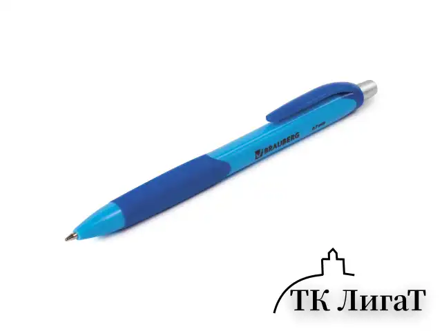 Ручка шариковая автоматическая с грипом BRAUBERG "Juicy", СИНЯЯ, корпус ассорти, узел 0,7 мм, линия письма 0,35 мм, 141546