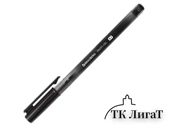 Ручка шариковая масляная BRAUBERG "Profi-Oil", ЧЕРНАЯ, корпус с печатью, узел 0,7 мм, линия письма 0,35 мм, 141633