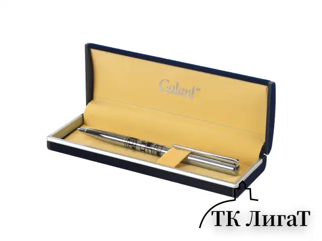 Ручка подарочная шариковая GALANT "Basel", корпус серебристый с черным, хромированные детали, пишущий узел 0,7 мм, синяя, 141665