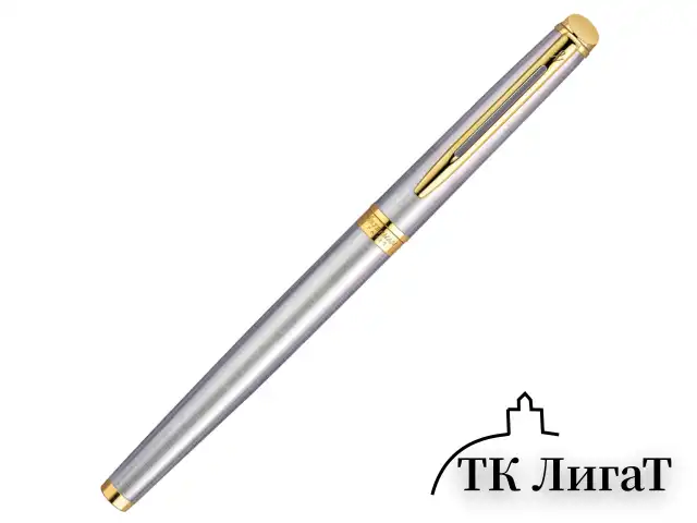 Ручка подарочная перьевая WATERMAN "Hemisphere Stainless Steel GT", серебристый корпус, позолоченные детали, синяя, S0920310