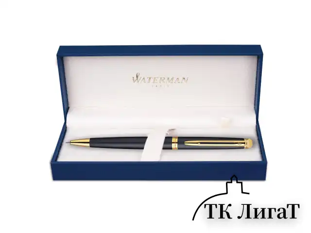 Ручка подарочная шариковая WATERMAN "Hemisphere Matt Black GT", черный матовый лак, позолоченные детали, синяя, S0920770