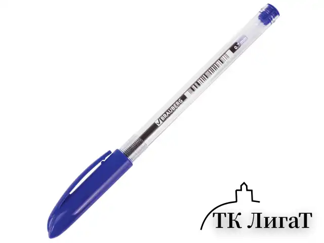 Ручка шариковая масляная BRAUBERG "Rite-Oil", СИНЯЯ, корпус прозрачный, узел 0,7 мм, линия письма 0,35 мм, 141702