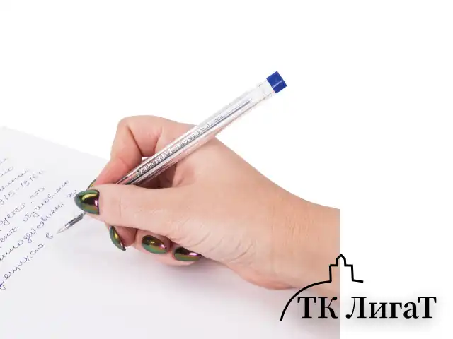 Ручка шариковая масляная BRAUBERG "Marine Classic", СИНЯЯ, трехгранная, корпус прозрачный, узел 0,7 мм, линия письма 0,5 мм, 141707