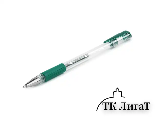 Ручка гелевая с грипом STAFF "EVERYDAY" GP-194, ЗЕЛЕНАЯ, корпус прозрачный, узел 0,5 мм, линия письма 0,35 мм, 141825